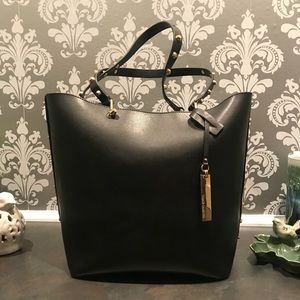 Vince Camuto black & gold stud leather tote